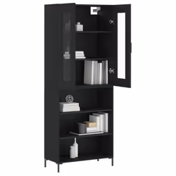 vidaXL Highboard Sideboard Tall Storage Cabinet Side Cabinet Engineered Wood - black, 3 shelves