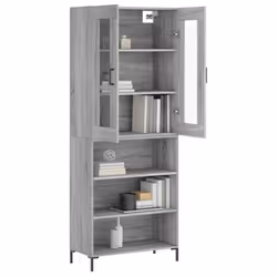 vidaXL Highboard Sideboard Tall Storage Cabinet Side Cabinet Engineered Wood - grey sonoma, 3 shelves - Additional view 2
