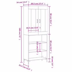 vidaXL Highboard Sideboard Tall Storage Cabinet Side Cabinet Engineered Wood - grey sonoma, 3 shelves - Additional view 3