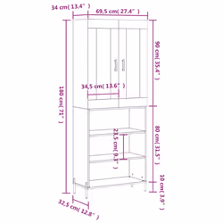 vidaXL Highboard Sideboard Tall Storage Cabinet Side Cabinet Engineered Wood - grey sonoma, 3 shelves