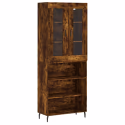 vidaXL Highboard Sideboard Cupboard Storage Cabinet Smoked Oak Engineered Wood