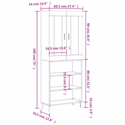 vidaXL Highboard Sideboard Cupboard Storage Cabinet Smoked Oak Engineered Wood