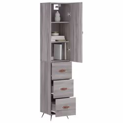 vidaXL Highboard Sideboard Cupboard Side Cabinet Brown Oak Engineered Wood - grey sonoma - Additional view 2