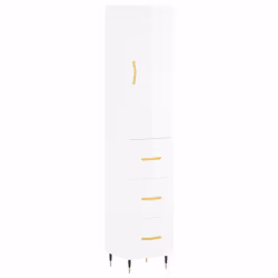 vidaXL Highboard Sideboard Storage Cabinet Side Cabinet Black Engineered Wood - high gloss white
