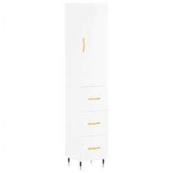 vidaXL Highboard Sideboard Storage Cabinet Side Cabinet Black Engineered Wood - high gloss white