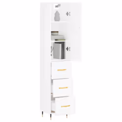 vidaXL Highboard Sideboard Storage Cabinet Side Cabinet Black Engineered Wood - high gloss white