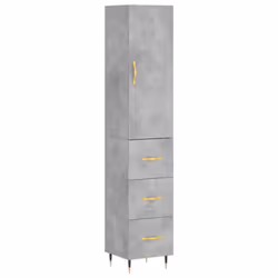 vidaXL Highboard Sideboard Storage Cabinet Side Cabinet Black Engineered Wood - concrete grey