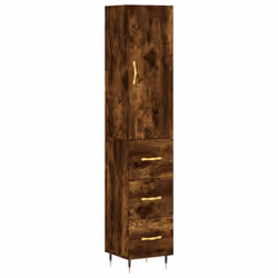 vidaXL Highboard Sideboard Storage Cabinet Side Cabinet Black Engineered Wood - smoked oak