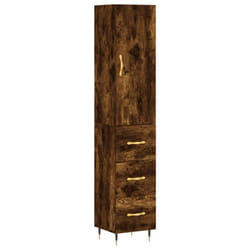 vidaXL Highboard Sideboard Storage Cabinet Side Cabinet Black Engineered Wood - smoked oak