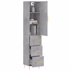 vidaXL Highboard Sideboard Cupboard Side Cabinet Brown Oak Engineered Wood - concrete grey - Additional view 2