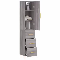vidaXL Highboard Sideboard Cupboard Side Cabinet Brown Oak Engineered Wood - grey sonoma - Additional view 2