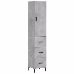 vidaXL Highboard Sideboard Storage Cabinet High Gloss White Engineered Wood - concrete grey