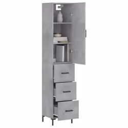 vidaXL Highboard Sideboard Storage Cabinet High Gloss White Engineered Wood - concrete grey