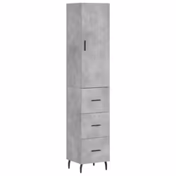 vidaXL Highboard Sideboard Cupboard Side Board Storage Cabinet Engineered Wood - concrete grey, 3 drawers