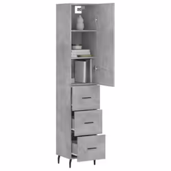 vidaXL Highboard Sideboard Cupboard Side Board Storage Cabinet Engineered Wood - concrete grey, 3 drawers