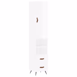 vidaXL Highboard Sideboard Tall Storage Cabinet Side Cabinet Engineered Wood - high gloss white, 2 drawers 2 shelves