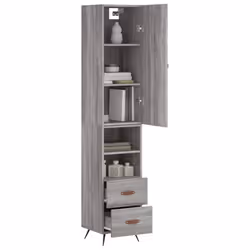 vidaXL Highboard Sideboard Tall Storage Cabinet Side Cabinet Engineered Wood - grey sonoma, 2 drawers 2 shelves - Additional view 2