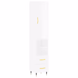 vidaXL Highboard Sideboard Tall Storage Cabinet Side Cabinet Engineered Wood - high gloss white, 2 drawers 2 shelves