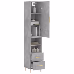 vidaXL Highboard Sideboard Tall Storage Cabinet Side Cabinet Engineered Wood - concrete grey, 2 drawers 2 shelves - Additional view 2
