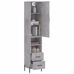 vidaXL Highboard Sideboard Tall Storage Cabinet Side Cabinet Engineered Wood - concrete grey, 2 drawers 2 shelves - Additional view 2