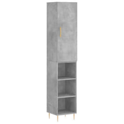 vidaXL Highboard Sideboard Tall Storage Cabinet Side Cabinet Engineered Wood - concrete grey, 3 shelves