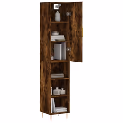 vidaXL Highboard Sideboard Tall Storage Cabinet Side Cabinet Engineered Wood - smoked oak, 3 shelves - Additional view 2