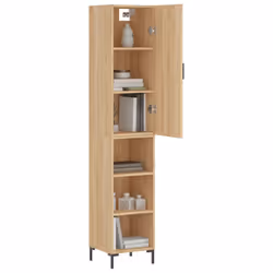 vidaXL Highboard Sideboard Storage Cabinet Side Cabinet Black Engineered Wood - sonoma oak, 2