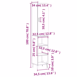 vidaXL Highboard Sideboard Cupboard Side Cabinet Concrete Grey Engineered Wood - Additional view 3