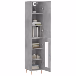vidaXL Highboard Sideboard Tall Storage Cabinet Side Cabinet Engineered Wood - concrete grey, 1 glass door - Additional view 2