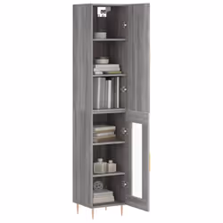 vidaXL Highboard Sideboard Tall Storage Cabinet Side Cabinet Engineered Wood - grey sonoma, 1 glass door - Additional view 2