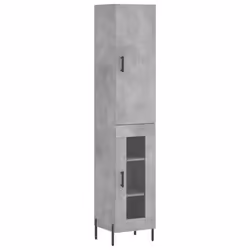 vidaXL Highboard Sideboard Tall Storage Cabinet Side Cabinet Engineered Wood - concrete grey
