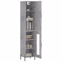 vidaXL Highboard Sideboard Tall Storage Cabinet Side Cabinet Engineered Wood - concrete grey