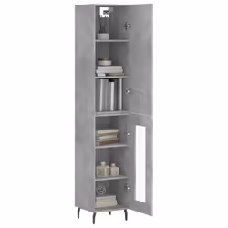 vidaXL Highboard Sideboard Cupboard Side Board Storage Cabinet Engineered Wood - concrete grey, 1 glass door - Additional view 2