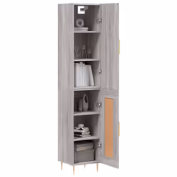 vidaXL Highboard Sideboard Tall Storage Cabinet Side Cabinet Engineered Wood - grey sonoma, 1 wood door - Additional view 2