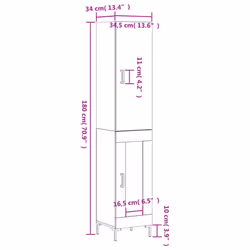 vidaXL Highboard Sideboard Tall Storage Cabinet Side Cabinet Engineered Wood - grey sonoma, 1 wood door - Additional view 3