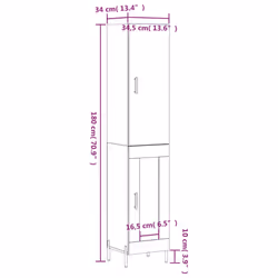 vidaXL Highboard Sideboard Tall Storage Cabinet Side Cabinet Engineered Wood - concrete grey, 1 wood door - Additional view 3