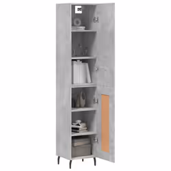 vidaXL Highboard Sideboard Cupboard Side Board Storage Cabinet Engineered Wood - concrete grey, 1 wood door