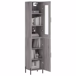 vidaXL Highboard Sideboard Tall Storage Cabinet Side Cabinet Engineered Wood - grey sonoma, 1 door - Additional view 2