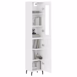 vidaXL Highboard Sideboard Cupboard Cabinet High Gloss White Engineered Wood