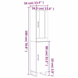 vidaXL Highboard Sideboard Cupboard Side Cabinet Grey Sonoma Engineered Wood - Additional view 3