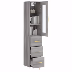vidaXL Highboard Sideboard Cupboard Storage Cabinet Smoked Oak Engineered Wood - grey sonoma, 3 drawers - Additional view 2