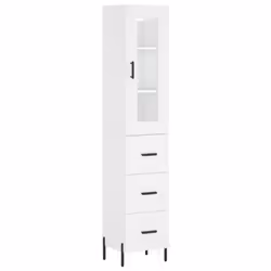 vidaXL Highboard Sideboard Tall Storage Cabinet Side Cabinet Engineered Wood - white, 3 drawers