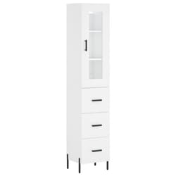 vidaXL Highboard Sideboard Tall Storage Cabinet Side Cabinet Engineered Wood - white, 3 drawers
