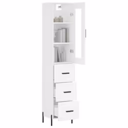vidaXL Highboard Sideboard Tall Storage Cabinet Side Cabinet Engineered Wood - white, 3 drawers