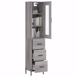 vidaXL Highboard Sideboard Tall Storage Cabinet Side Cabinet Engineered Wood - grey sonoma, 3 drawers - Additional view 2