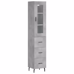 vidaXL Highboard Sideboard Cupboard Side Board Storage Cabinet Engineered Wood - concrete grey
