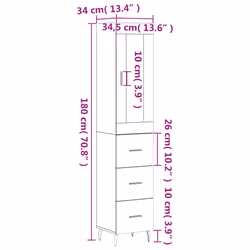 vidaXL Highboard Sideboard Cupboard Side Board Storage Cabinet Engineered Wood - concrete grey