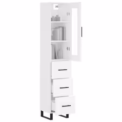 vidaXL Highboard Sideboard Cupboard Side Board Storage Cabinet Engineered Wood - white, 3 drawers