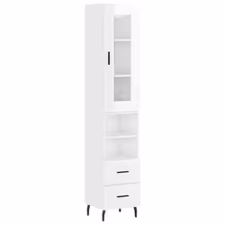 vidaXL Highboard Sideboard Cupboard Side Board Storage Cabinet Engineered Wood - high gloss white, 2 drawers 2 shelves