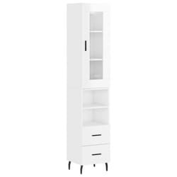 vidaXL Highboard Sideboard Cupboard Side Board Storage Cabinet Engineered Wood - high gloss white, 2 drawers 2 shelves